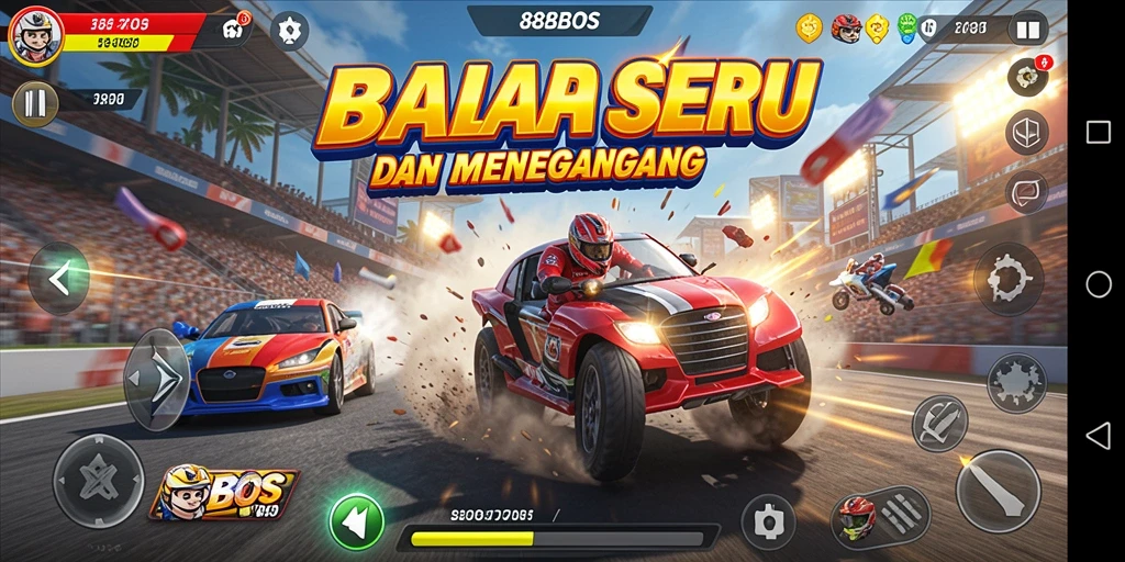 Tampilan gameplay 88BOS dengan aksi balapan yang mendebarkan.