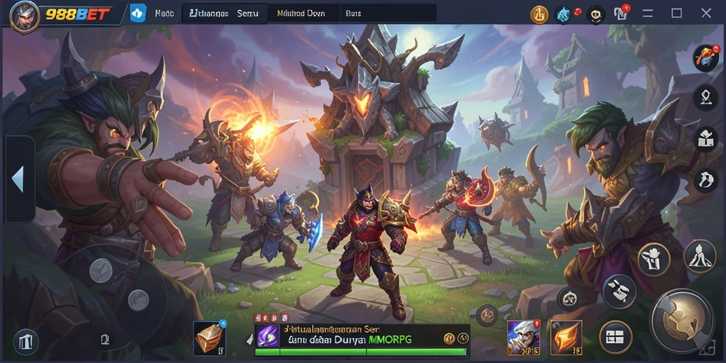 Gameplay mendebarkan 988BET dengan dunia MMORPG yang luas.