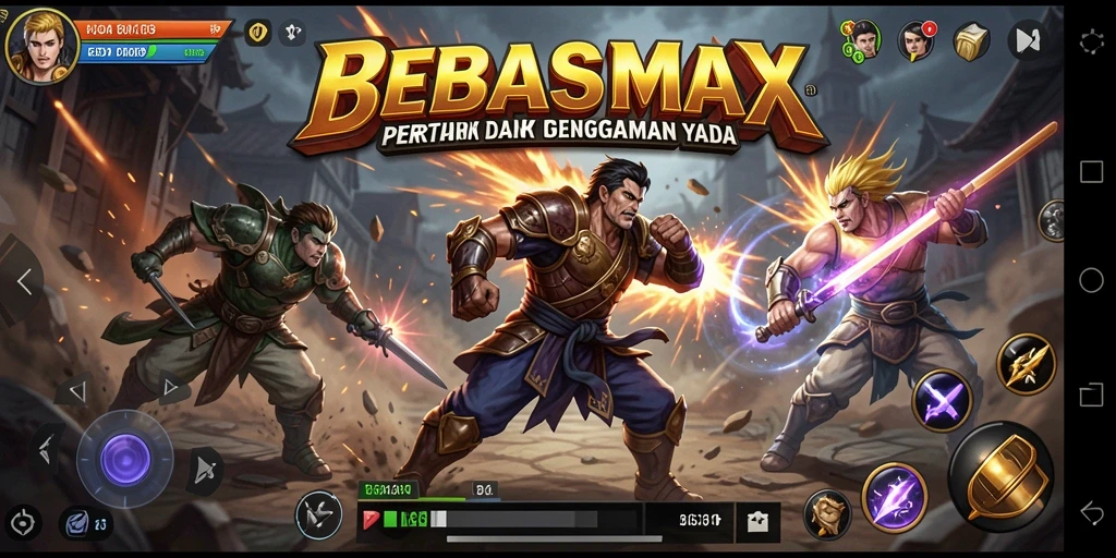 Tampilan grafik pertarungan yang menegangkan dalam BEBASMAX.