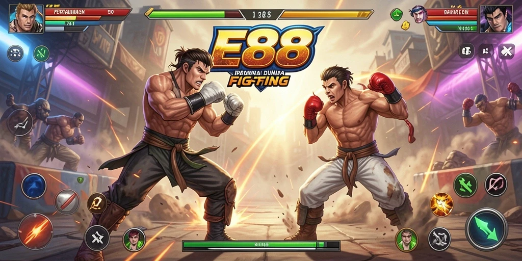 Gameplay seru dan intens dari E88 saat bertarung.