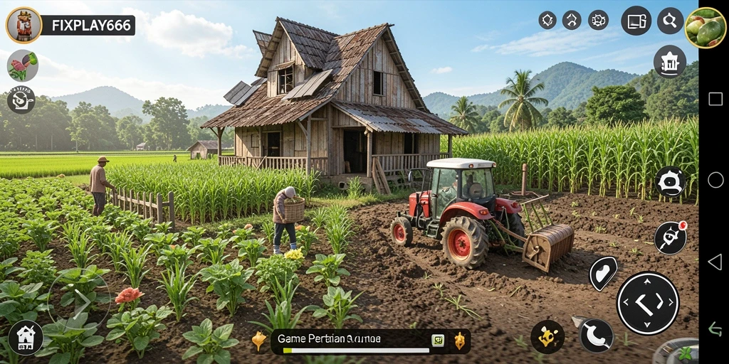Screenshot utama FIXPLAY666 menampilkan keseruan gameplay bertani yang memikat.