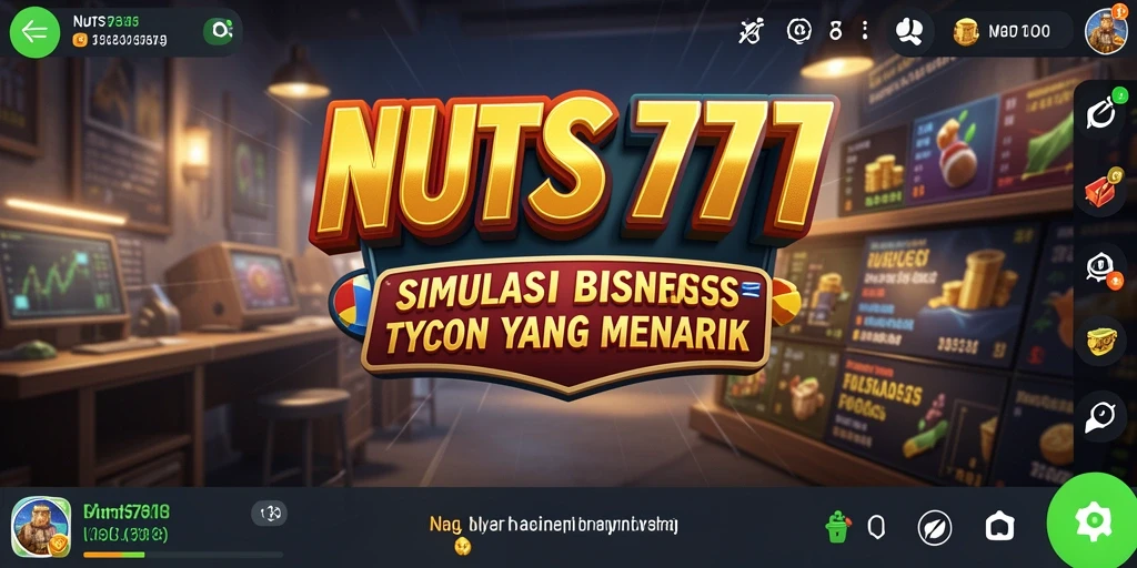 Screenshot NUTS777 menunjukkan gameplay simulasi bisnis yang menarik.