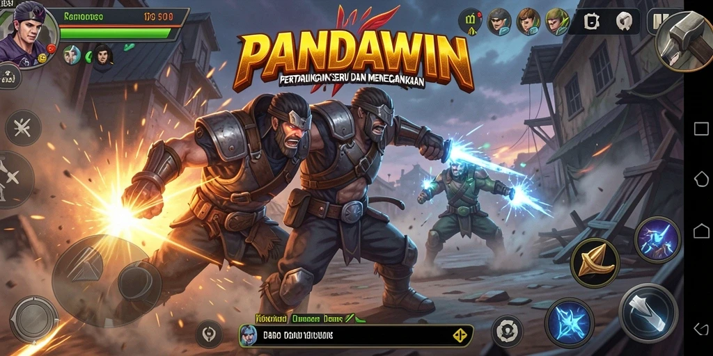 Screenshot gameplay <strong>PANDAWIN</strong> yang menunjukkan pertarungan aksi seru.