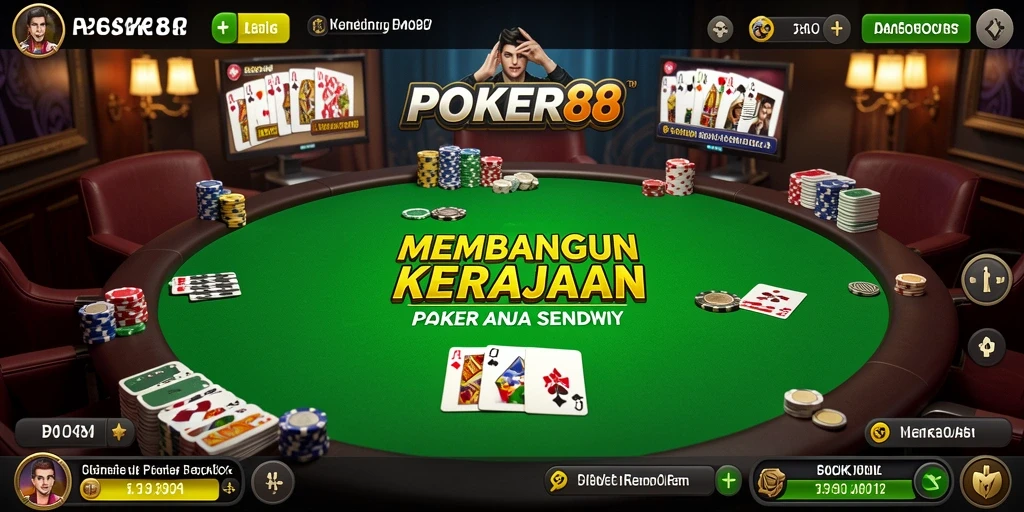 Tampilan gameplay POKER88 yang menampilkan suasana kasino yang megah.