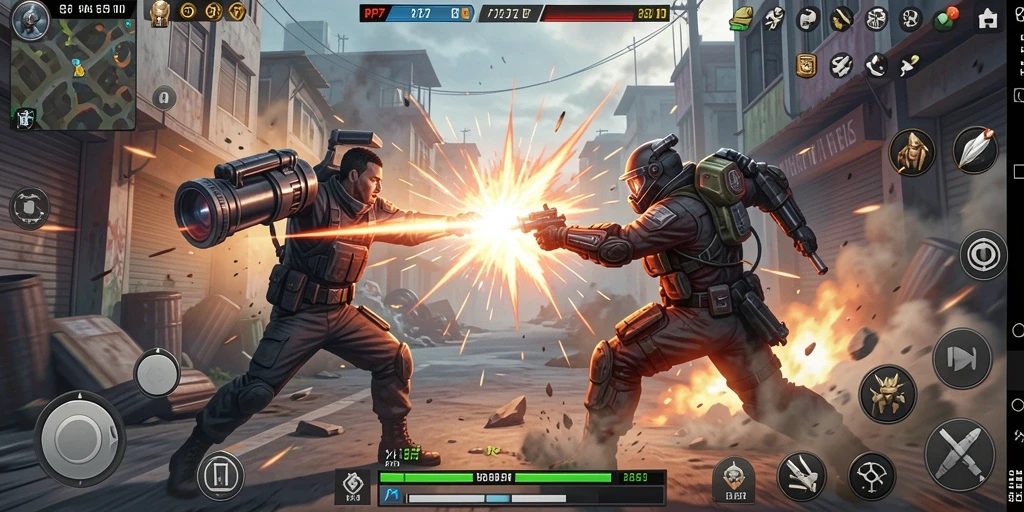 Tampilan gameplay PP7 yang menegangkan dan penuh aksi.