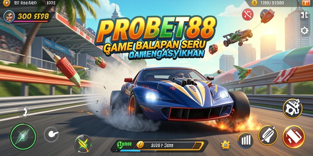 Tangkapan layar dari gameplay balapan yang mendebarkan di PROBET88.