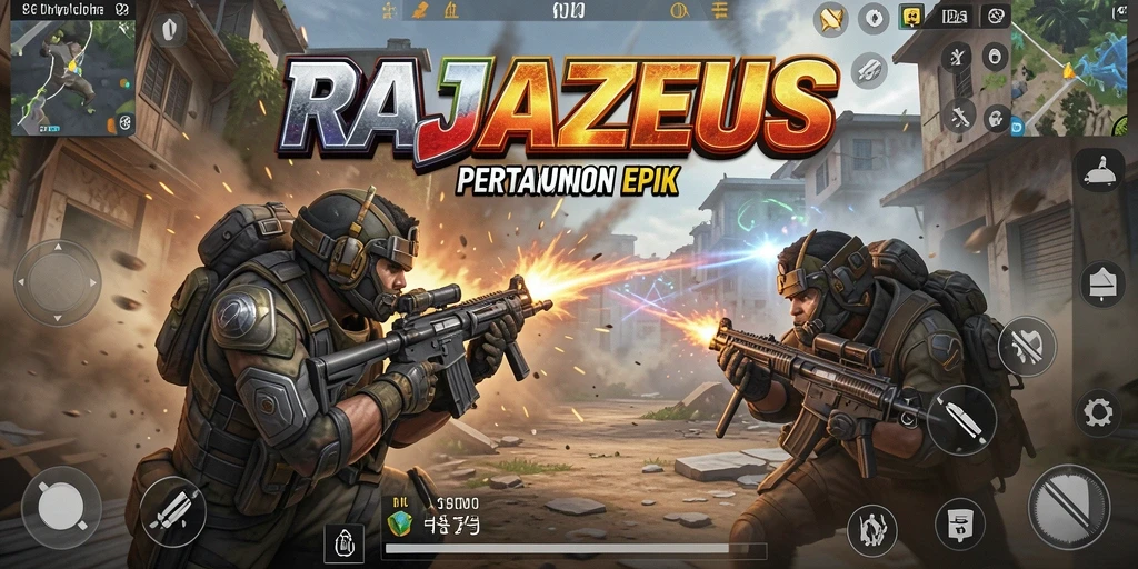 Screenshot gameplay RAJAZEUS menampilkan adegan pertempuran yang mendebarkan.