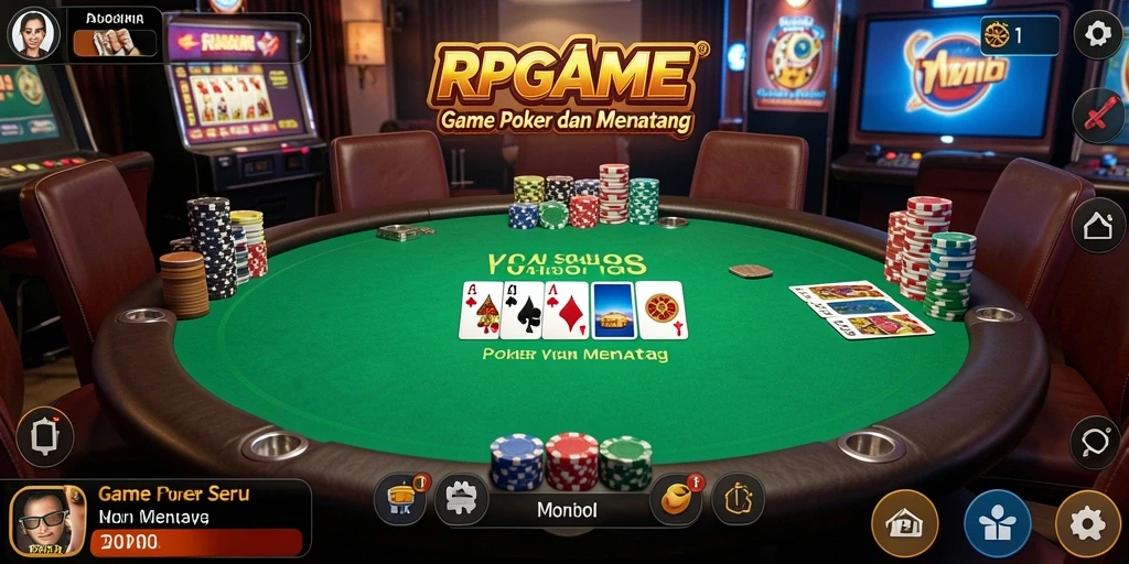 Screenshot RPGAME menampilkan gameplay Poker yang seru dan kompetitif.