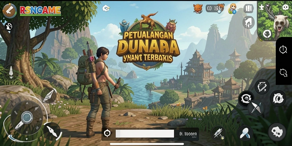 Tangkapan layar dari gameplay RSNGAME yang menampilkan dunia terbuka yang luas.