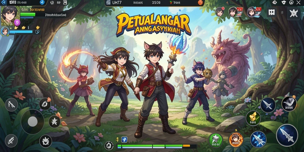 Tampilan gameplay UH77 yang seru dan penuh warna.