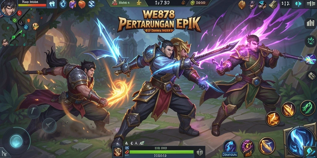 Tangkapan layar gameplay <strong>WE878</strong> menampilkan aksi seru dalam pertempuran MOBA.