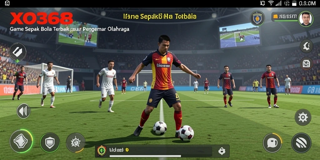 Screenshot XO368 menampilkan aksi permainan sepak bola yang mendebarkan.